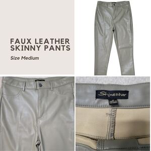 Shinestar Faux Leather Skinny Pants - Gray